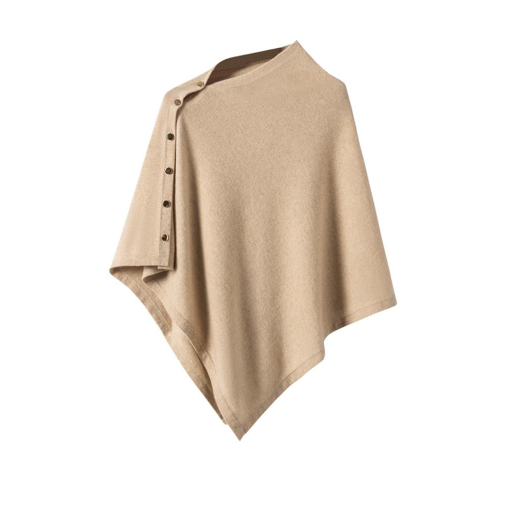 Cashmere Women's Loose-Fit Cardigan with Buckle - Cozy Autumn/Winter Shawl Scarf Coat