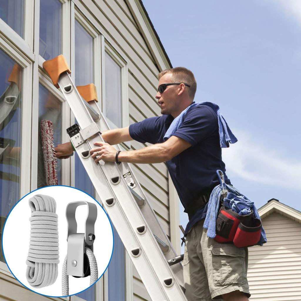 Extension Ladder Pulley Kit 40Ft Telescopic Ladder Rope and Pulley Kit AC30-2 Extension Ladder Rope Replacement for Pulley