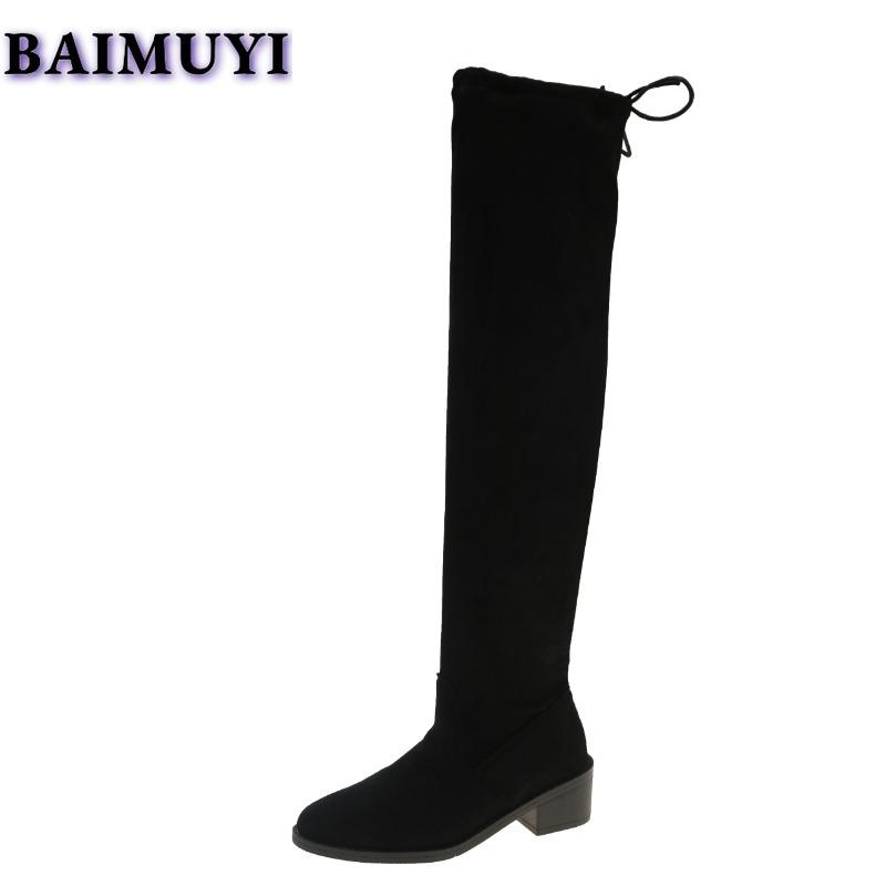 Women Pointed Toe Knee High Boots Winter Suede Chunky Chelsea Shoes Woman 2025 New Warm Snow Boots Short Plush Zapatillas Mujer