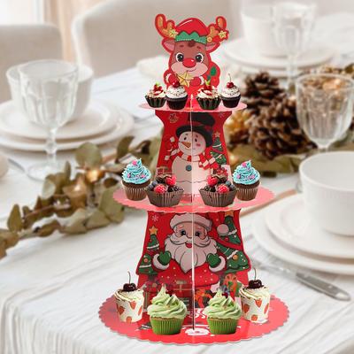 1Pcs 41CM Multi Layer Cake Rack Paper Tray Party Supplies Christmas Decoration For Home Decor 2026 New Year Navidad Ornaments