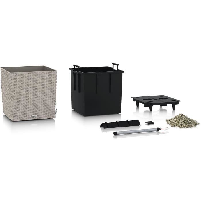 Lechuza pot de fleurs - cube cottage 50 - 49 x 49 x 49,5 cm - kit complet - brun sable