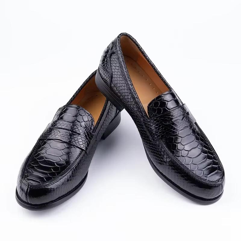 Fashion Premium Men's Snake Print Penny Loafers Handcrafted Genuine Leather Slip-On Driving Shoes Business Casual & Formal Footwear