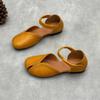 Johnature Retro Handmade Genuine Leather Sandals Hollow-out Soft Sole Round Toe Women's Shoes