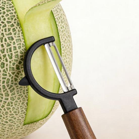 Stainless Steel Vegetable Peeler with Acacia Wood Handle, Ergonomic Potato Cutter for Fruit Carrot Cucumber, Kitchen Multifunctional Tool
