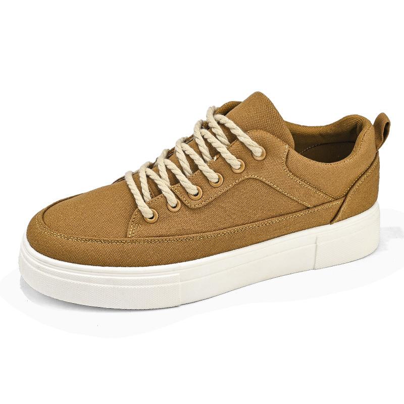 Retro Casual Sneakers for Men 2025 Summer Trend Breathable Sports Shoes Round Toe Flats Heel Solid Color Rubber Platform Shoes