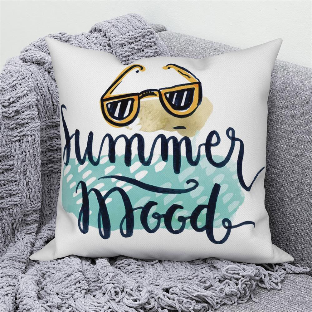 Home Sofa Office Cushion Pillowcase  Summer Vacation Alphabet Printed