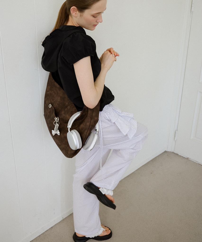 Leteoli Dot Cancan Wrap Skirt & Jogger Pants Set_White