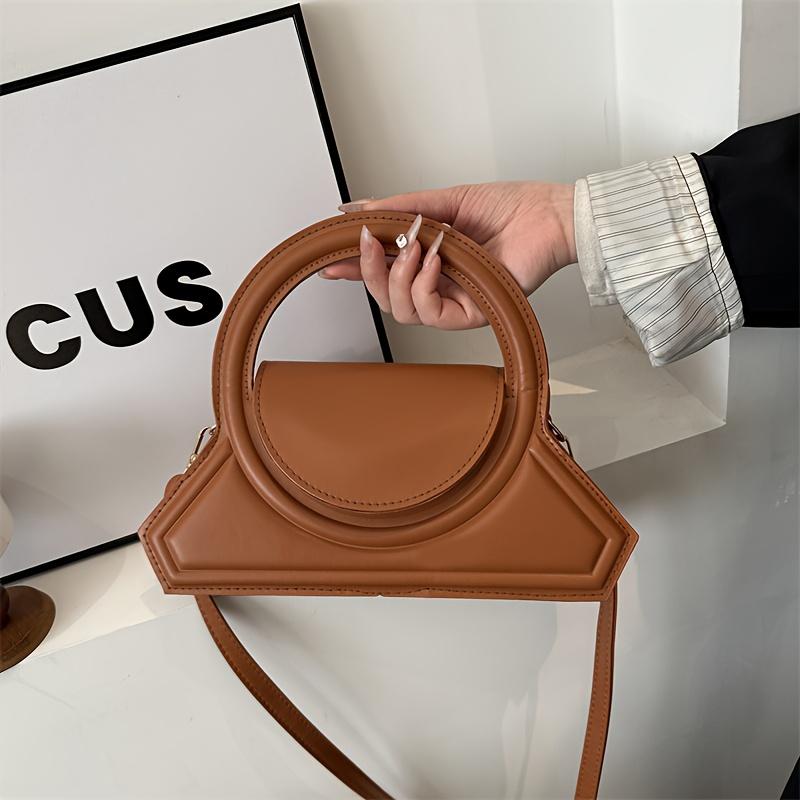 Chic Simple Style PU Handbag Fashion Solid Color Women'S Single Shoulder Crossbody Bag Small Square Design