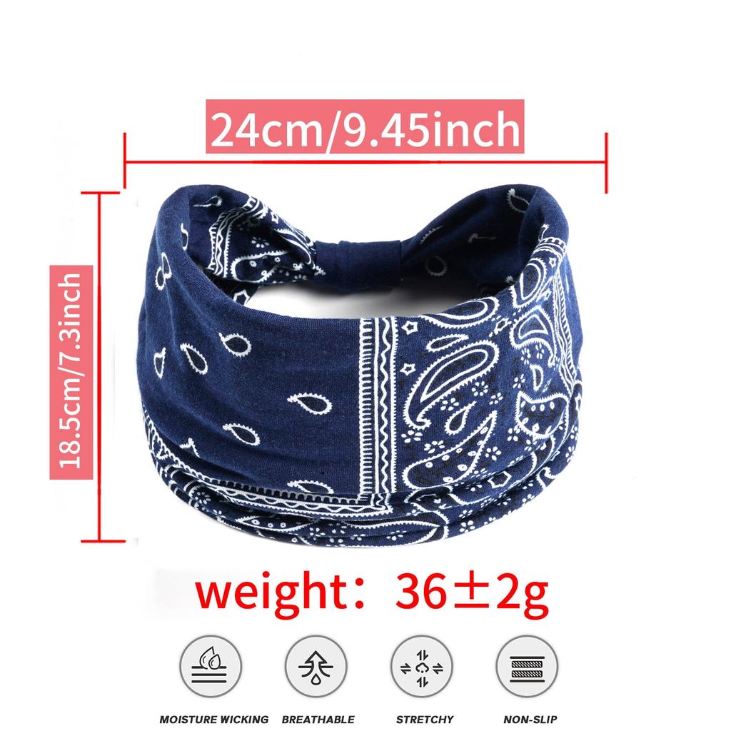 Wide Headbands for Women, Boho Bandeau Head Bands, Workout Head Wraps, Stretch No Slip Hair Wraps Pack of 4