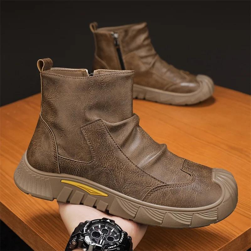 Men Boots Shoes Casual Shoes Classics Ankle Boots High Slip on Office Ventilate Versatile Motorcycle Boots Men Casual Sneakers