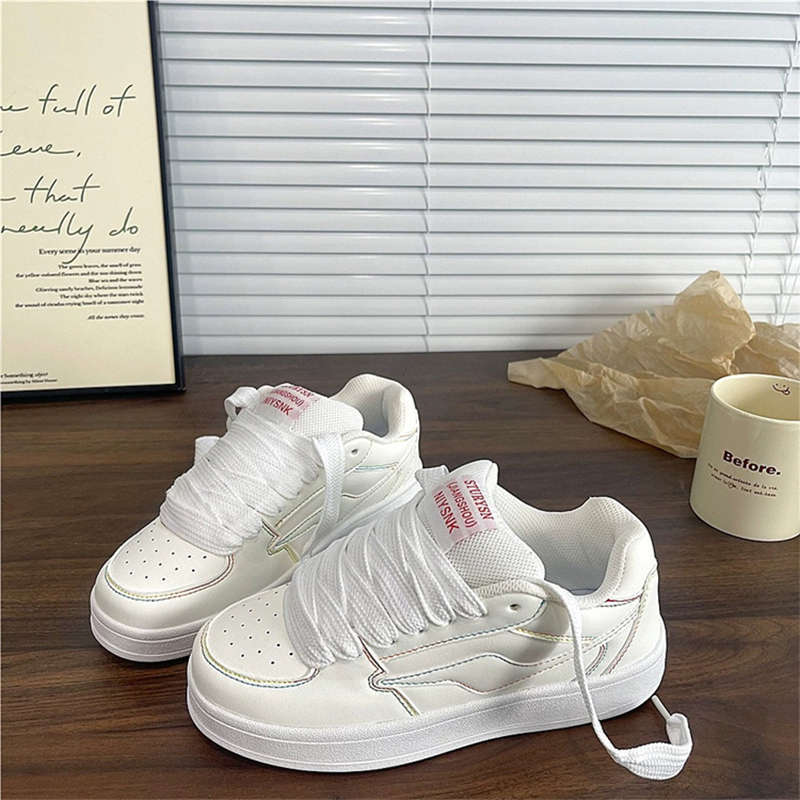 American Niche White Black and Blue Color Scheme Shoes Women Ins Autumn New Couple Versatile Casual Bread Shoes