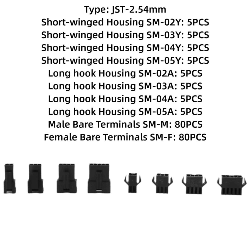 200PCS 2.54mm JST2.54mm 2/3/4/5PIN Wire Pin Header Male & Female Terminal  Factory Areas