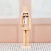 Classical Wooden Festival Nutcrackers Statue With Detailed Carving 38cm Unpainted Soldier Figure Ornament Seasonal Item