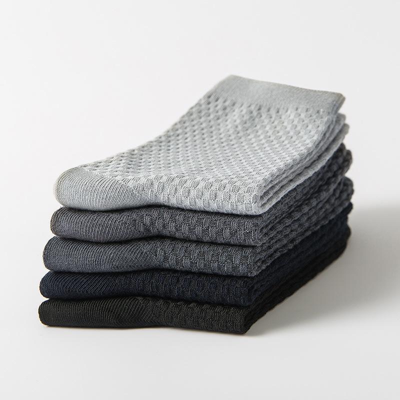 Men's Bamboo Fiber Mid-Calf Socks - Breathable, Casual, All-Season Business Style
