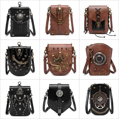Punk Gothic Skull Carry Purse for Women Handbag Single Shoulder Waist Bag Cell Phone Wallet Steampunk Retro Women's Travel Purse Motorcycle Bag