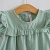 YUBAOBEI Summer Kids Clothing Baby Girls Puff Sleeve Dress Quality Cotton Linen Casual Children Ruffles Dress