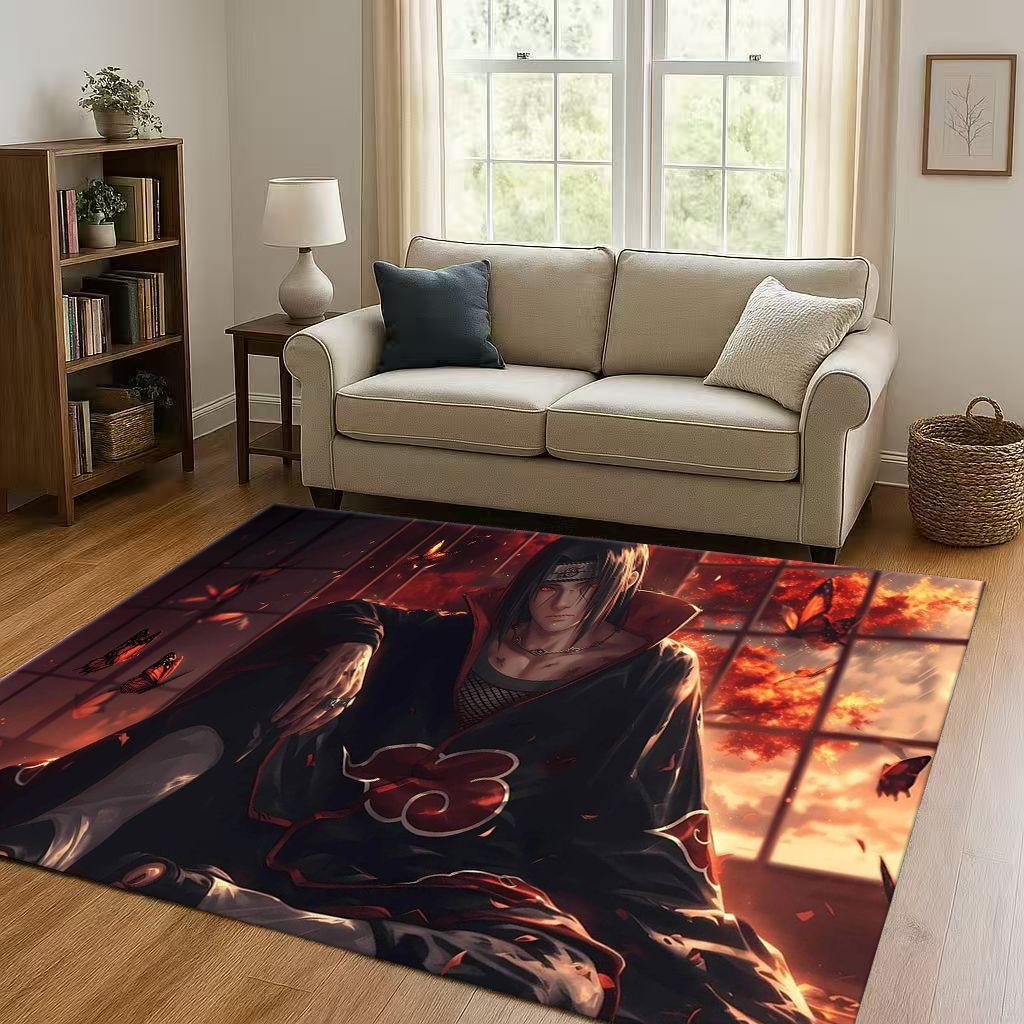 3D I-Itachi Cartoon Anime Living Room Non-Slip Area Rug Carpet for Bedroom Playroom Sofa,Easy Clean Home Decor Doormat Kid
