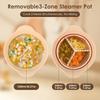 42oz Microwave Silicone Steamer 3 Compartment Microwave Pot with Handle and Lid Reusable Microwave Vegetable Steamer for Kitchen