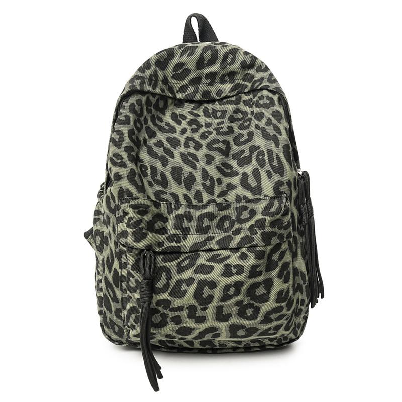 Oxford Leopard Print Backpack Fashionable Women's Casual School Bag Trendy Rucksack
