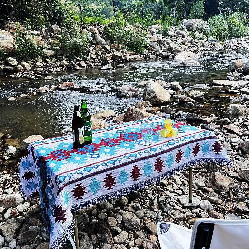 Outdoor Equipment Multi Purpose Ethnic Style Picnic Mat Floor Mat Retro Style Camping Carpet Beach Cover Carpet