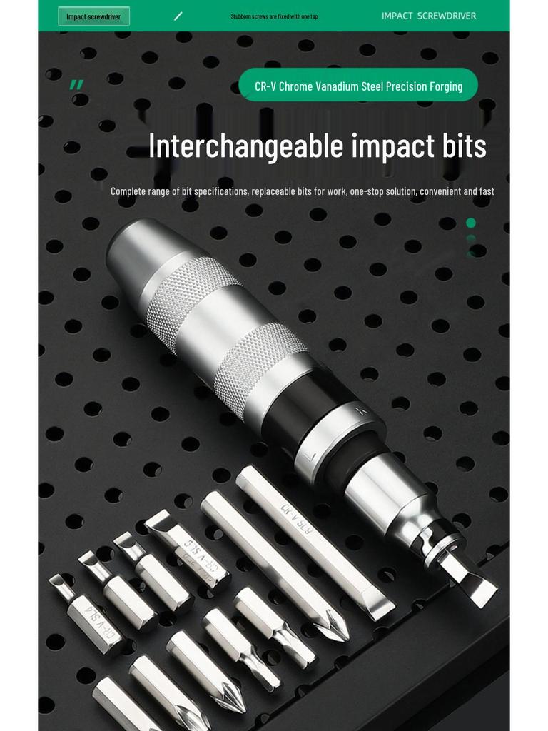 Impact Screwdriver Set: Rust Screw Extractor and Striking Bit Screw Remover.