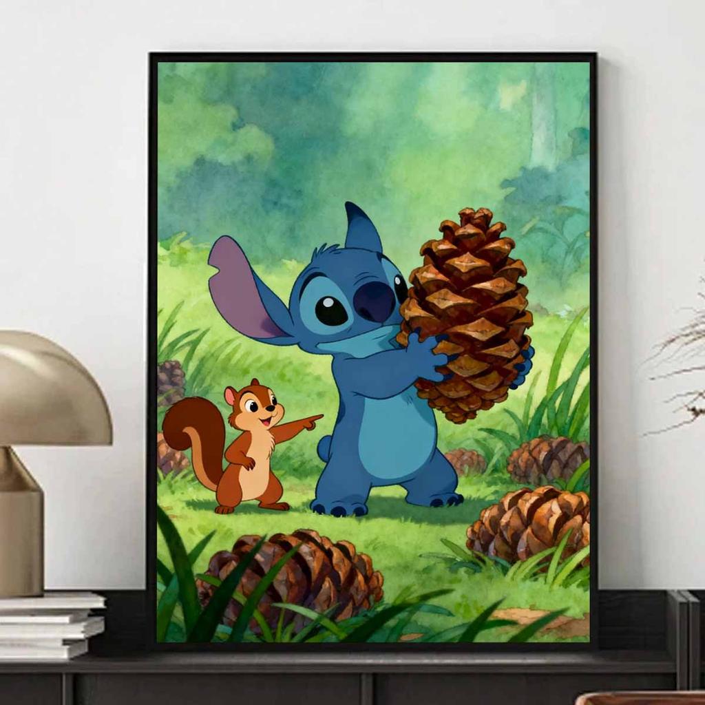 Disney Stitch and Chipmunk Diamond Art Painting Kit 5D Handmade DIY Diamond Painting, Home Wall Decoration