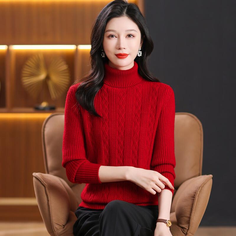 SNOWFLYING Women's Thickened High-Neck Ribbed Sweater