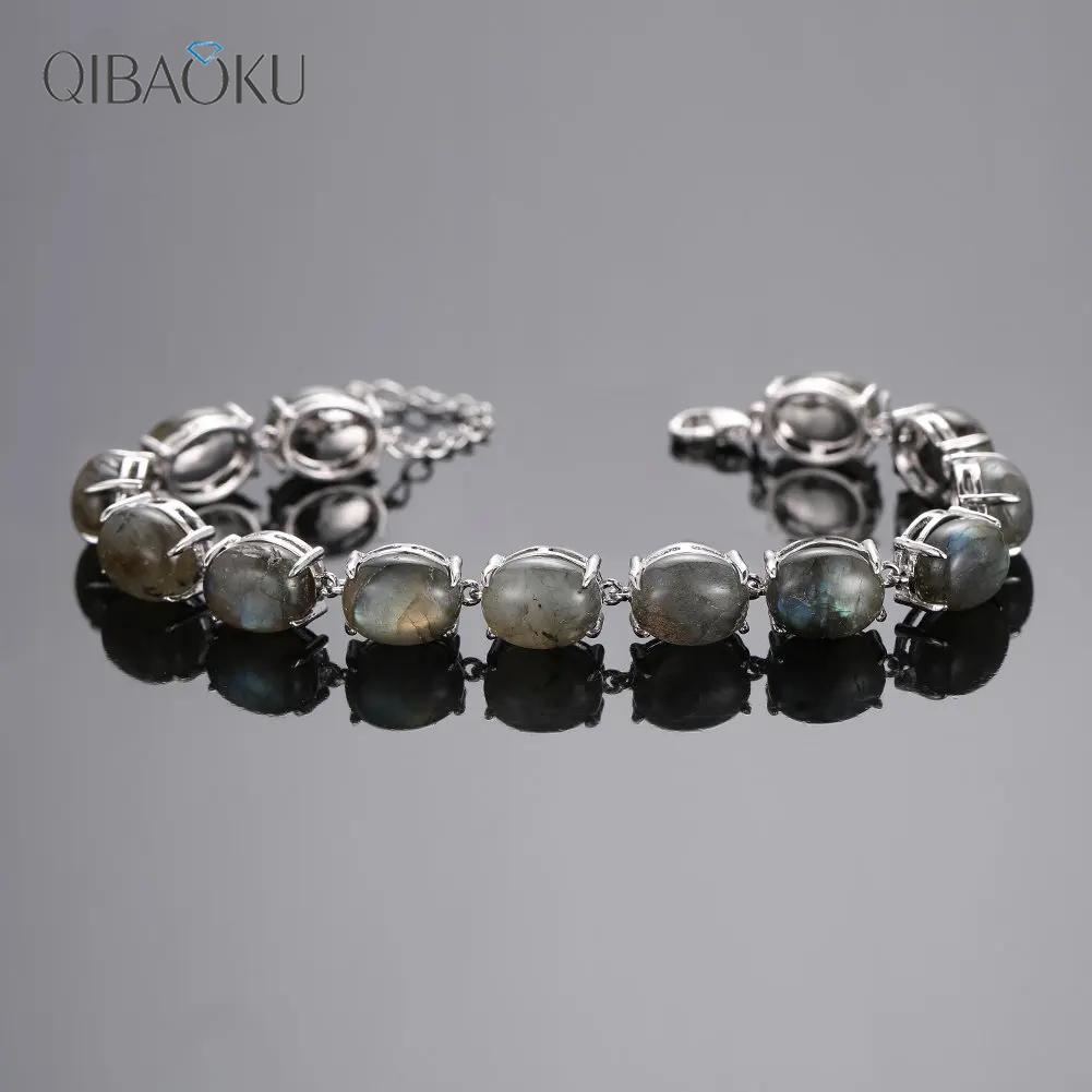 Natural Labradorite Bracelet Silver Bracelet Turquoise Amethyst Gemstone Bangle Party Anniversary Gift Jewelry