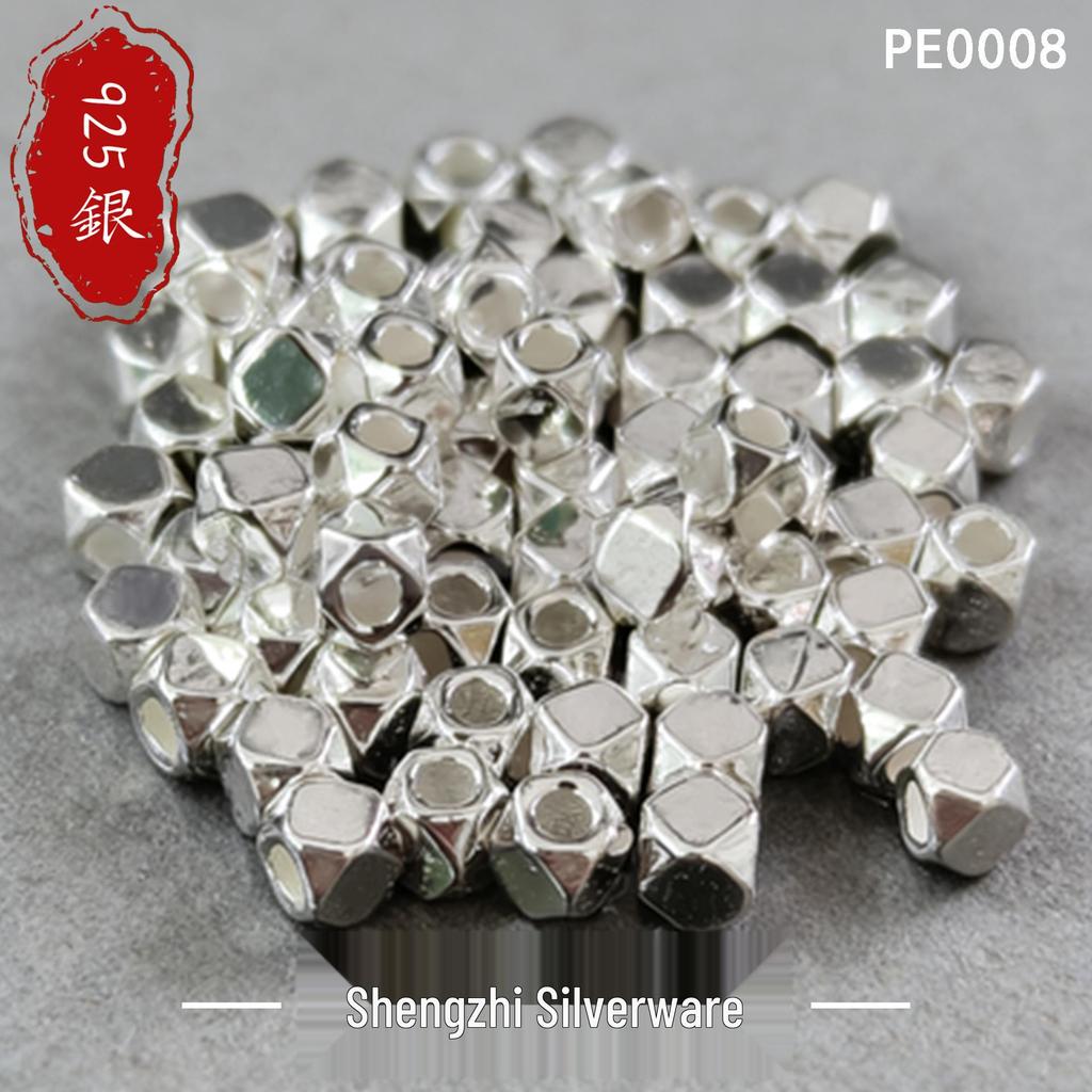 S925 Sterling Silver Multifaceted Spacer Beads for DIY Bracelets, Necklaces, and Accessories