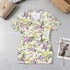 Women's V Neck Short Sleeve Pencil Skirt | Skin-Friendly Slim Fit, Trendy Ins-Inspired Beach Vacation Dress for Summer
