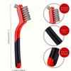 3pcs/set Wire Brush with Curved Handle - Deep Cleaning for Rust, Dirt & Paint Removal, Red, Deep Cleaning Brush|Curved Handle Brush|Metallic Bristles