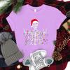 Christmas Skeleton Shirt Funny Lights Skull TShirts for Unisex Unisex Classic Street Style Tops Tees Xmas Santa Hat Skull Clothes