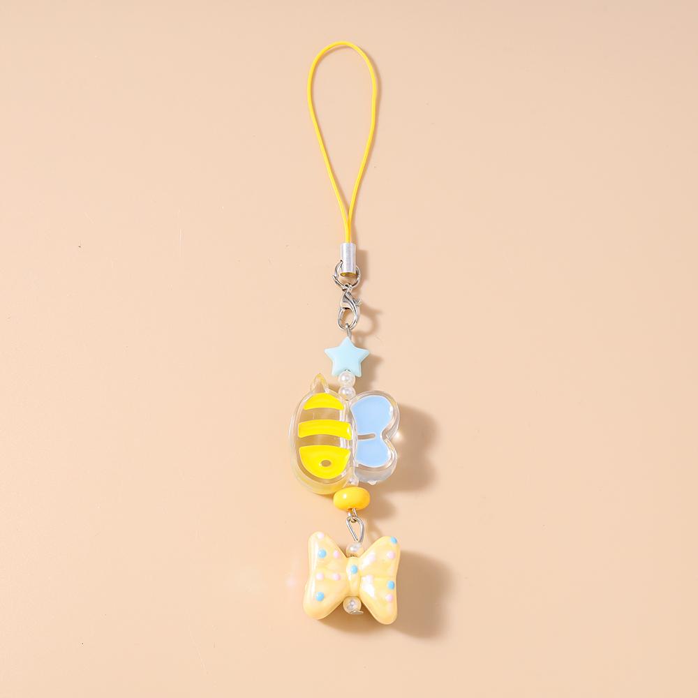 Cute Resin Bee keychain Women Girls Bowknot Key Ring Pendants for Handbag Charms DIY Key Chain Jewelry Gifts