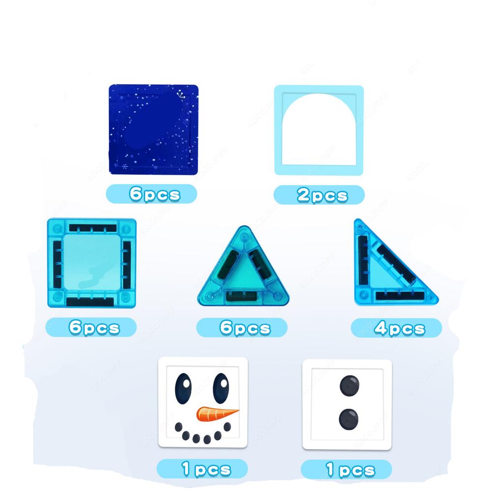 26 Winter  Magnetic Sheet Toys, Christmas Snowman Snowflake Building Block Portable Toys