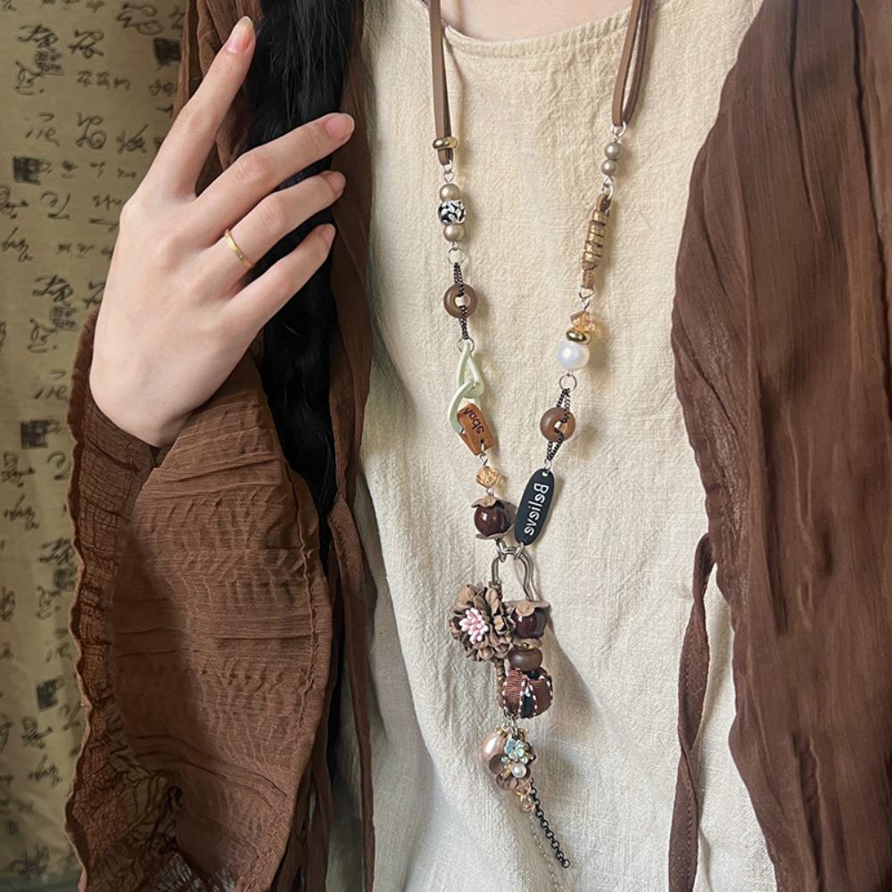 Blumen Ethnischer Stil Halskette Quaste Bohème Stil Halskette Lange Pullover Kette Mädchen Geschenke