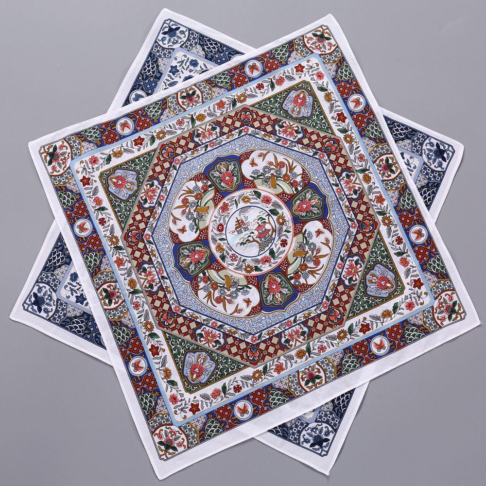 Women's Vintage Pure Cotton Handkerchief - Absorbent, Soft, Summer-Weight, Printed Square Towel