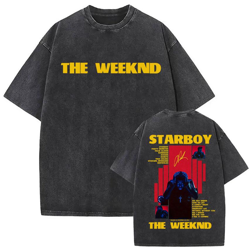 The Weeknd XO Tour Vintage Spierane Koszulka Męska Damska Muzyka Pop Krótki Rękaw Koszulki Rap Hip Hop Ubrania Gotyckie Koszulki