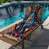2D Flat Printing, 1pc, Neon Totem Artistic Fantasy Large Bath Towel, Suitable for Adults and Teens, Quick-Dry Lightweight Soft