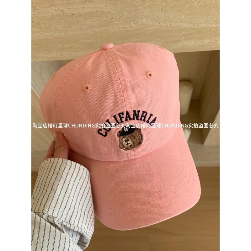 

Милая вышитая бейсболка с маленьким медведем, для большой головы и лица, визуально уменьшающая лицо, в корейском студенческом стиле, парная бейсболка-шляпа 55—62cm