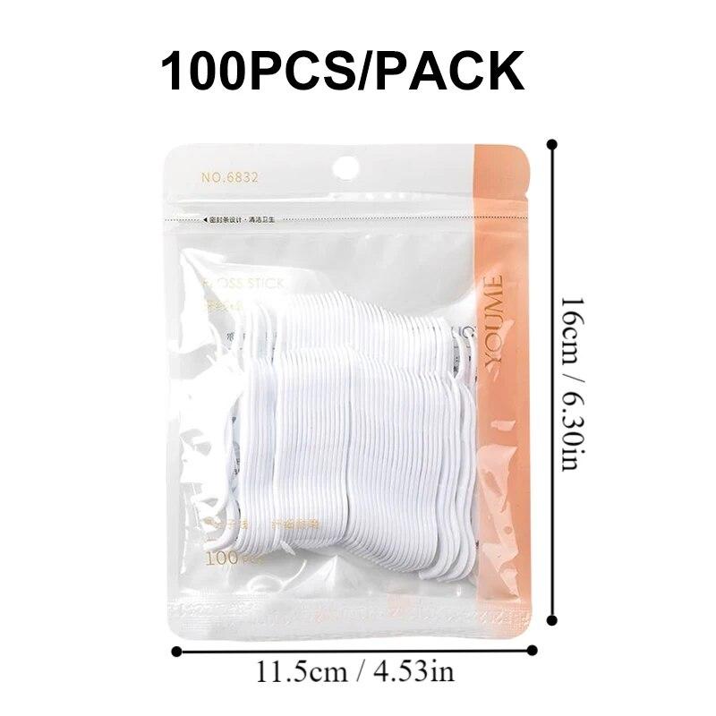 100/300/500pcs Disposable Dental Floss Stick Interdental Cleaning Line Proper Oral Care Portable Flosser For Daily Life