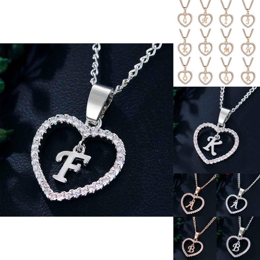 Stunning 26 Letters Heart Love Crystal Women Silver Plated Chain Necklace Jewelry For Meaningful Connections