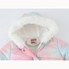Autumn Winter Children's Clothing Boys Girls Multicolor Waist Printing Tie-dye Long Section of The Hair Collar Hooded Cotton Coat Jacket Cotton Coat