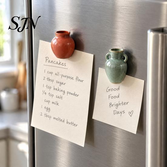 Creative Kitchen Organization Tools Mini Ceramic Vase Fridge Magnets, Cute Tiny Flower Magnets for Refrigerator Accessories Artificial Flowers,