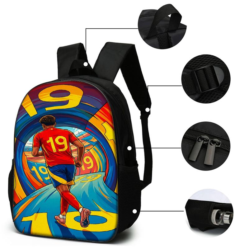 3-teiliges Rucksack-Set mit 19 Fußballstar-Muster – Lässiger Rucksack mit großem Fassungsvermögen, passender Clutch & Tragetasche, Perfekt für den Alltag