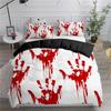 Halloween King Queen Duvet Cover Horror Blood Hand Bedding Set For Teens Scary Red Blood Stains 2/3pcs Polyester Quilt Cover