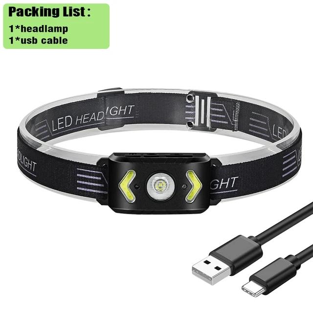 

Portable Lightweight COB LED Sensor Headlamp Built-in Battery Type-C Rechargeable Head Torch 5 Lighting Modes Camping Headlight