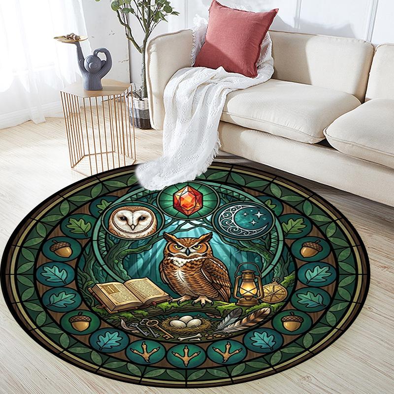 Bear Nature Harmony Round Area Rug Under Office Chairs Bedroom Living Room Home Decor