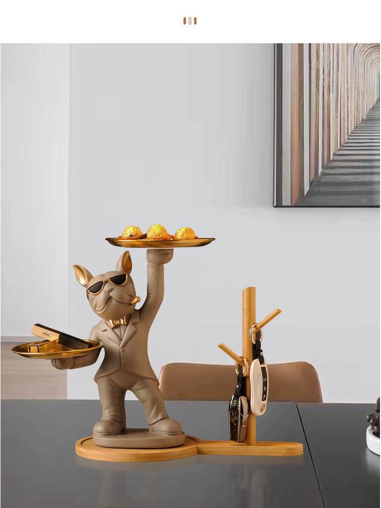 Luxurious Bulldog Key Holder and Storage Tray for Entryway Decor