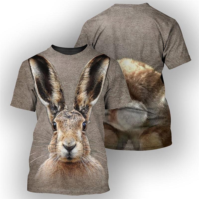 Summer Round Neck Animal Pattern 3D Print Top Fashionable Casual Short Sleeved Men's T-shirts