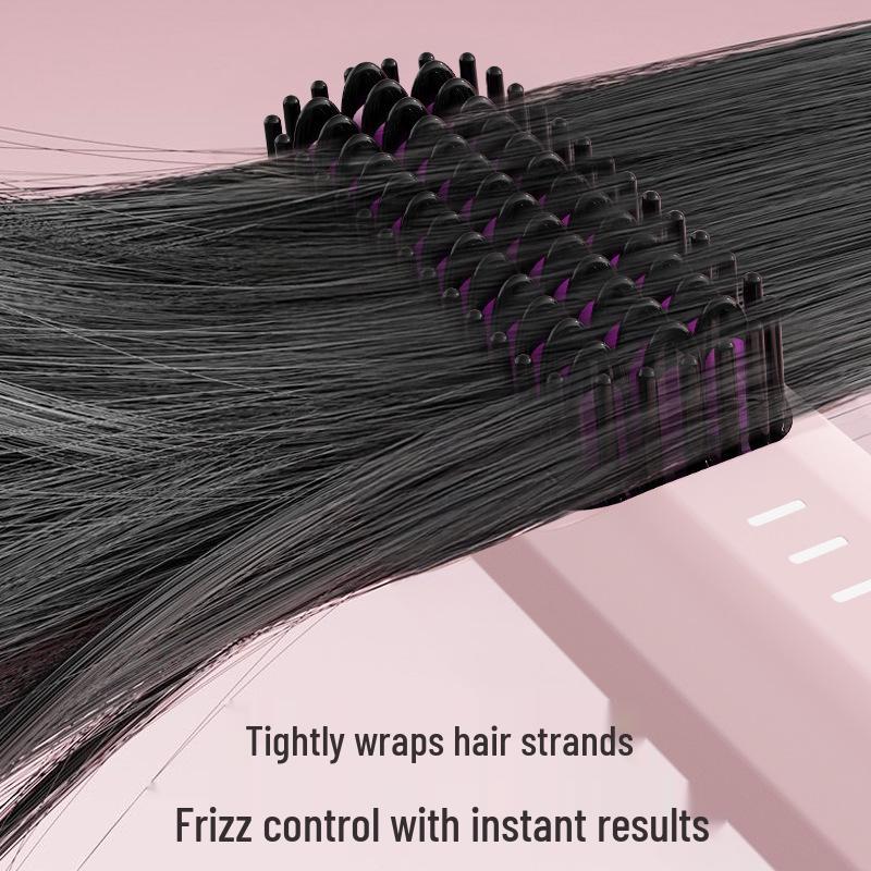 USB Rechargeable Wireless Straightening Brush with Negative Ions - No Damage, Wet/Dry Use, Portable Curling Iron